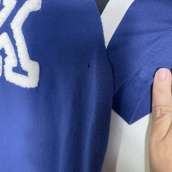 Victoria’s Secret "PINK" Womens Blue T-Shirt Small Rose Sleeve Applique Logo - Picture 5 of 8